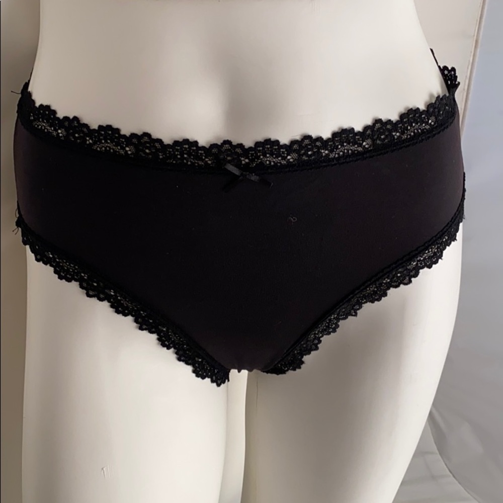 Secret Treasures black stretch satin nylon panty L